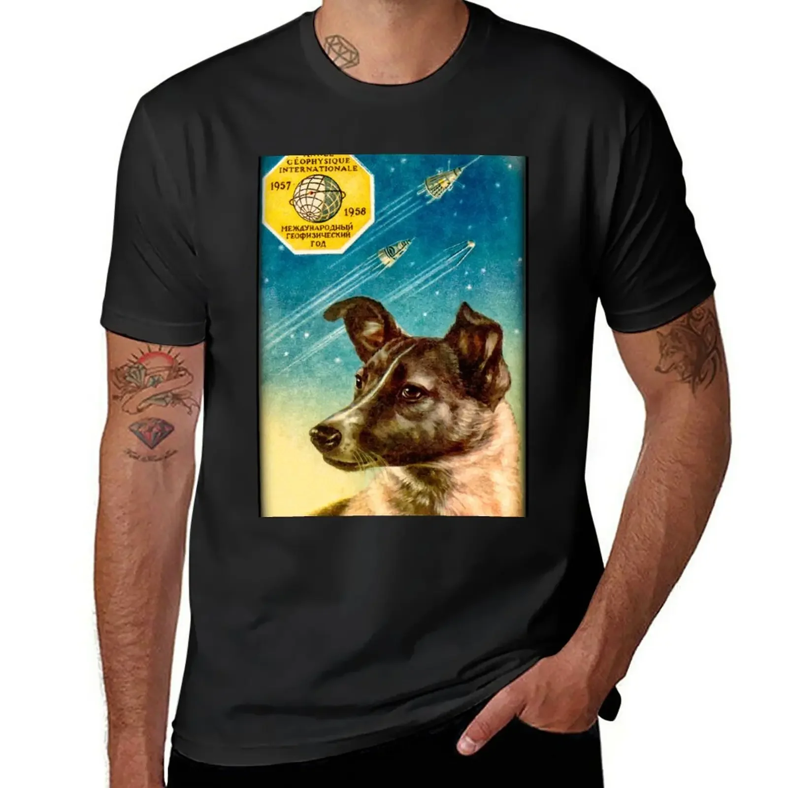 

Laika the Sputnik 2 Russian Space Dog! T-Shirt customs design your own plus size tops Short sleeve tee black t shirts for men