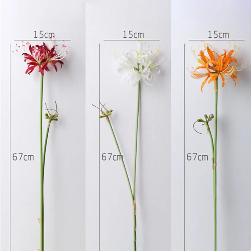 Artificial Flower Plastic Silk Flower Branches Red Spider Lily Outdoor Fake Simulation Plants Home Garden Wedding Decoration