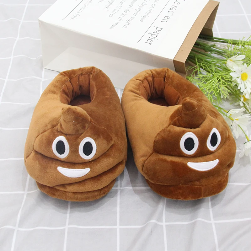 Quirky Creative Expression Poop Plush Cotton Slippers Funny Winter Girls Boys Plush Slippers Cute Funny Home Warm Slippers Gift