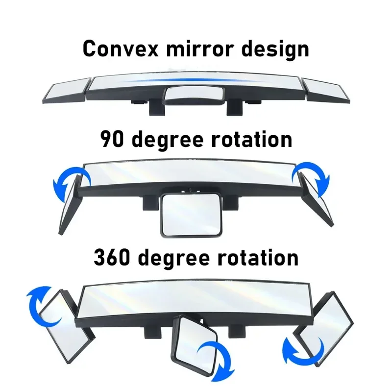 مرآة الرؤية الخلفية واسعة الرؤية القابلة للتعديل في السيارة بزاوية واسعة بمساعدة بانورامية بمشبك داخلي على مرآة الرؤية الخلفية المحدبة للسيارة #4