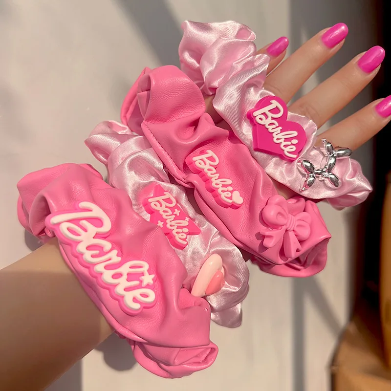 Barbie Süße Mädchen elastische Haarbänder Pferdeschwanzhalter Stirnband Mode Frauen Satin Seide Gummibänder Haarschleife Haarschmuck