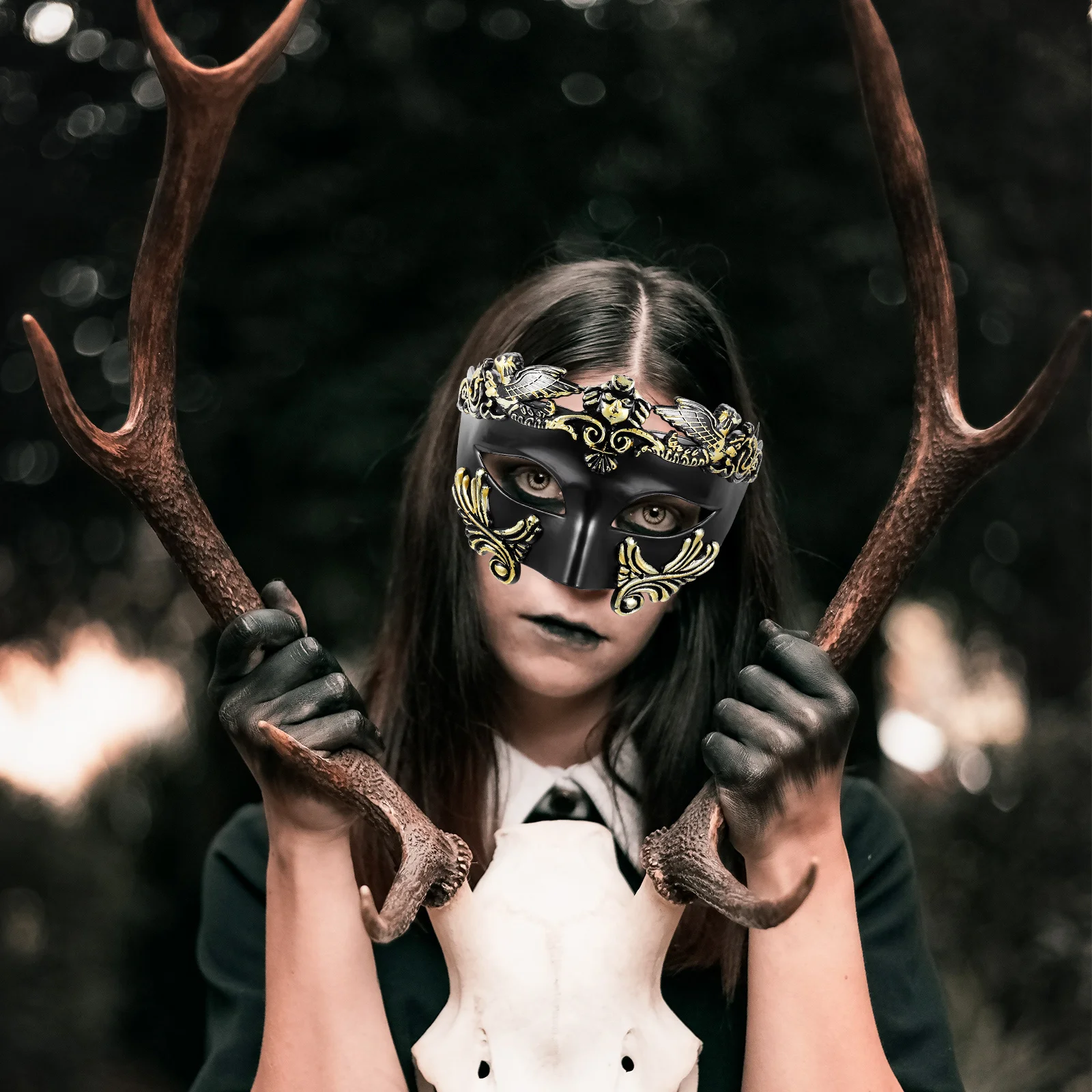 

Half Mask Masquerade The Halloween Costume Retro Painted Face Costumes Masks Cosplay