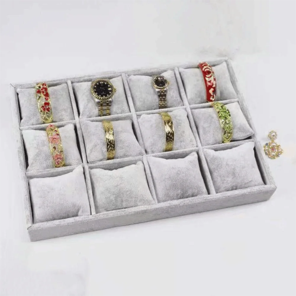 

Flannel Jewelry Display Trays Velvet Surface Stackable Jewelry Organizer Tray Adjustable 12 Adjustable Compartments