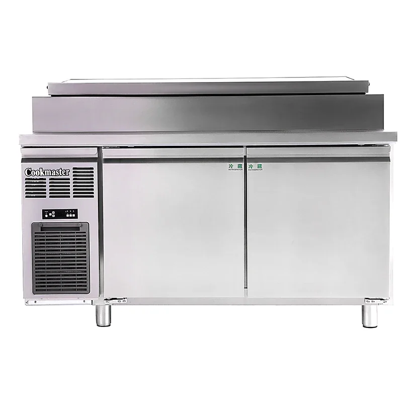 Double Door Electric 304 Stainless Steel Prep Table For Pizza