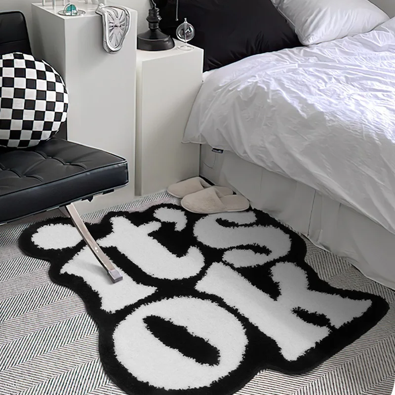 Nordic Letters It's OK Tufted Rug Soft Fluffy Living Room Area Carpet Bedroom Floor Mat Bathroom Doormat Decor Bedside Pad Drop