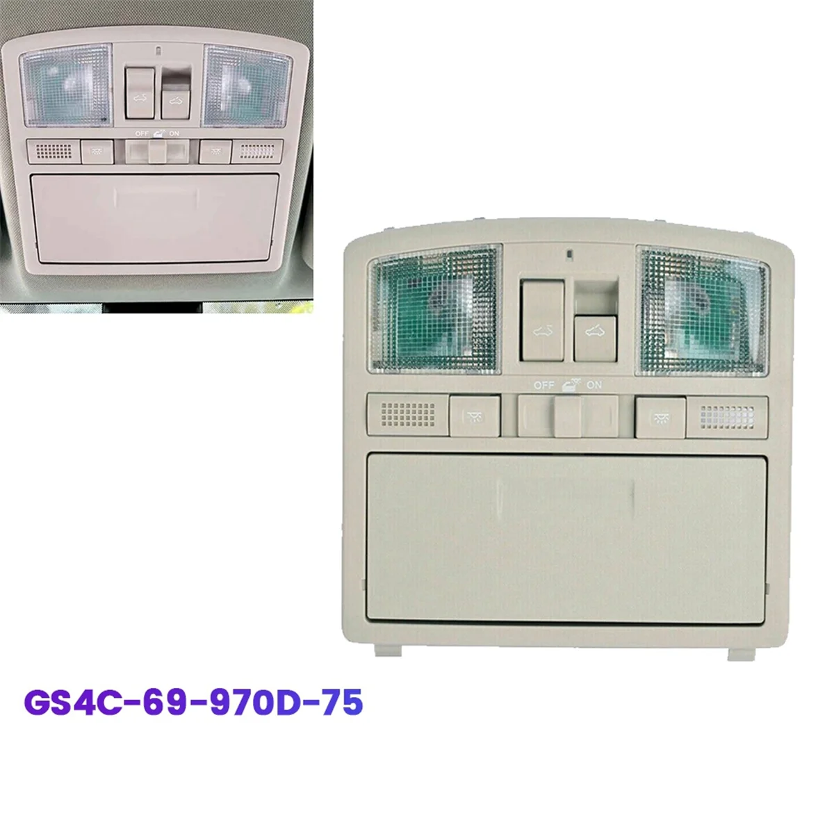 Car Overhead Reading Light with Sunroof Switch Sunglasses Case GS4C-69-970D-75 for 6 2009-2011 GS4C69970D75