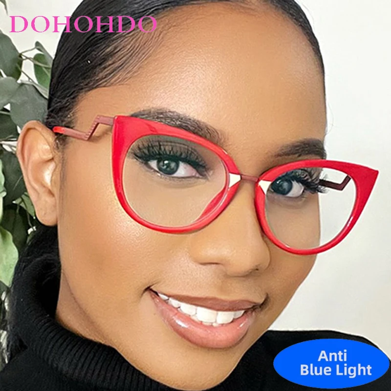 

TR90 Luxury Brand Designers Metal Frame Cat Eye Blue Light Blocking Glasses Women Men Optical Spectacle Protection For Reading