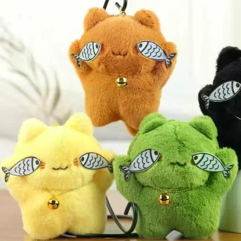 

Cute Catch Fish Shy Kitten Key Pendant Plush Doll Cat Pendant Book Bag Charms Children's Birthday Party Favours