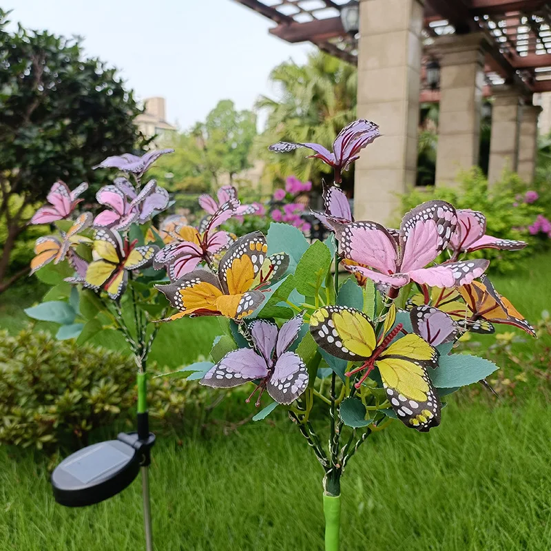 カラフルな蝶の花,太陽光発電,防水,屋外装飾ライト,庭,芝生,特別オファー