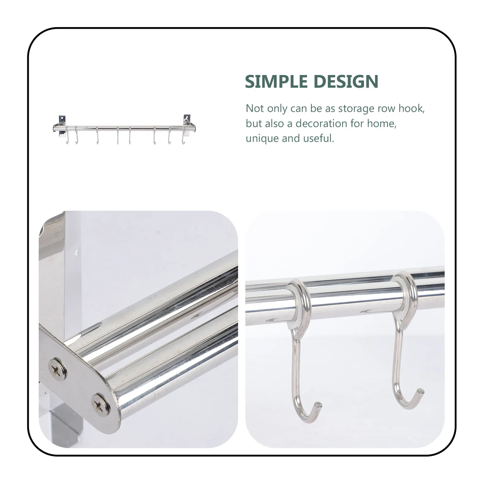 

Stainless Steel Hooks Utensil Racks Kitchen Wall Mount Storage Home Accessories Space Saving Smooth Design