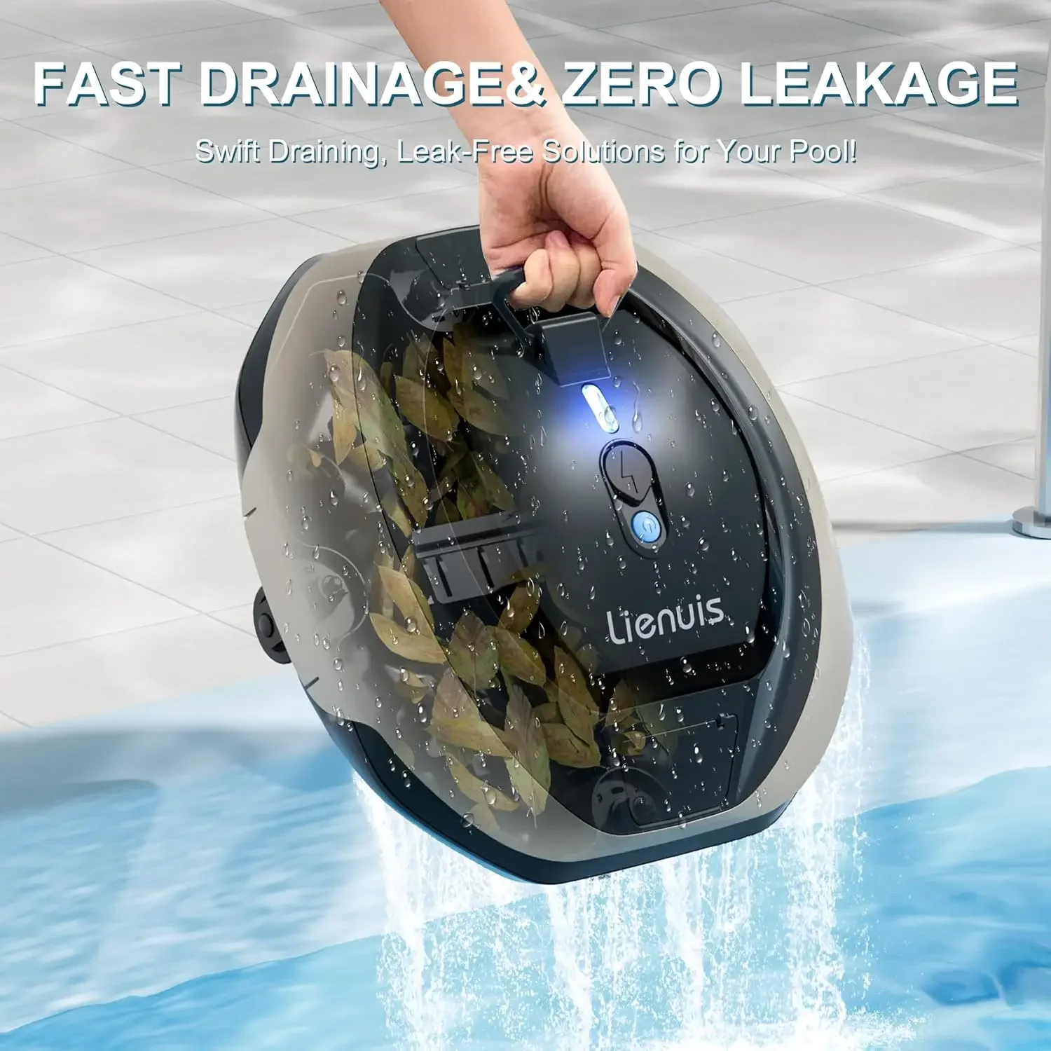 Cleaner, Pool Vacuum Robot for Up to 850 Sq.ft, 90 Mins Runtime, Cordless Pool Cleaner Robot with Powerful Suction, DirtLock Tec