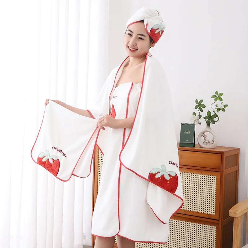 Drop Shipping Microfiber Towel Set 4pcs Bath Face Towel Bath Cap Absorbent Bath Skirt Wraps Women Shower Wearable Towel Bathroom