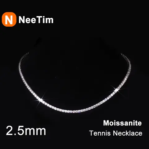 NeeTim 2.5mm 전체 Moissanite 테니스 목걸이 925 스털링 실버 골드 도금 목걸이 목 체인 여성을위한 고급 보석 Best5 NeeTim 2.5mm 전체 Moissanite 테니스 목걸이 925 스털링 실버 골드 도금 목걸이 목 체인 여성을위한 고급 보석 Best5