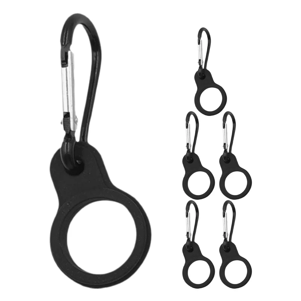 

6Pcs Silicone Aluminium Water Bottle Buckle Carabiner Elastic Hanging Hook for Outdoor Hiking Climbing Camping Travel Bottle