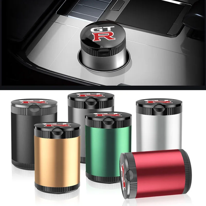 Car Ashtray Cigarette Holder LED Light Interior Accessories for Nissan GTR R35 R34 Old Teana 04-07 Murano 11-13 SYLPHY Hub Caps