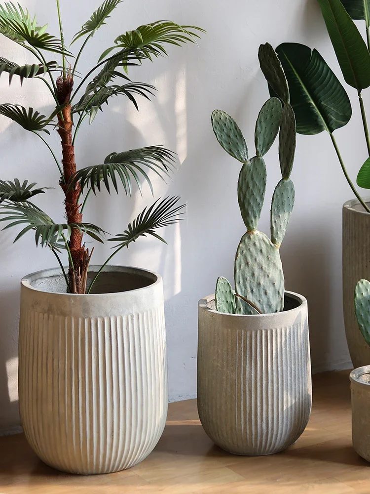 Creative large flower pots floor magnesia mud high flower ware, living room, garden, sales department, shopping mall decoration