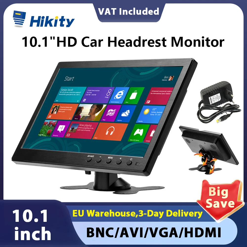 Hikity Car Monitor LCD HD Mini TV & Computer Speaker HDMI VGA Display Color Screen Car Backup Camera & Home Security System