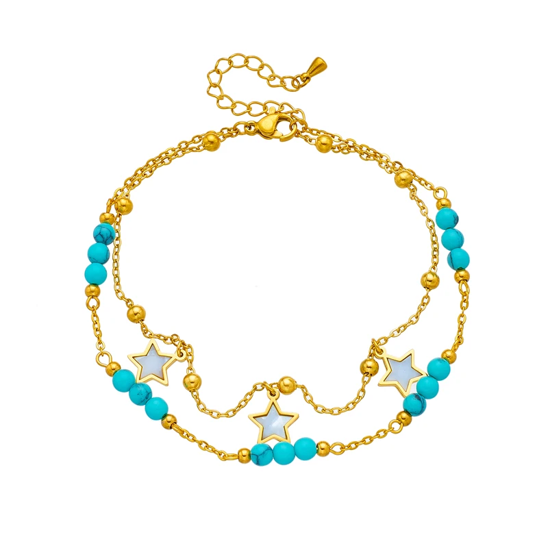 DIEYURO 316L Stainless Steel Eye Star Green Stone Anklets For Women Girl New Trend Ankle Chains Non-fading Jewelry Gift Party