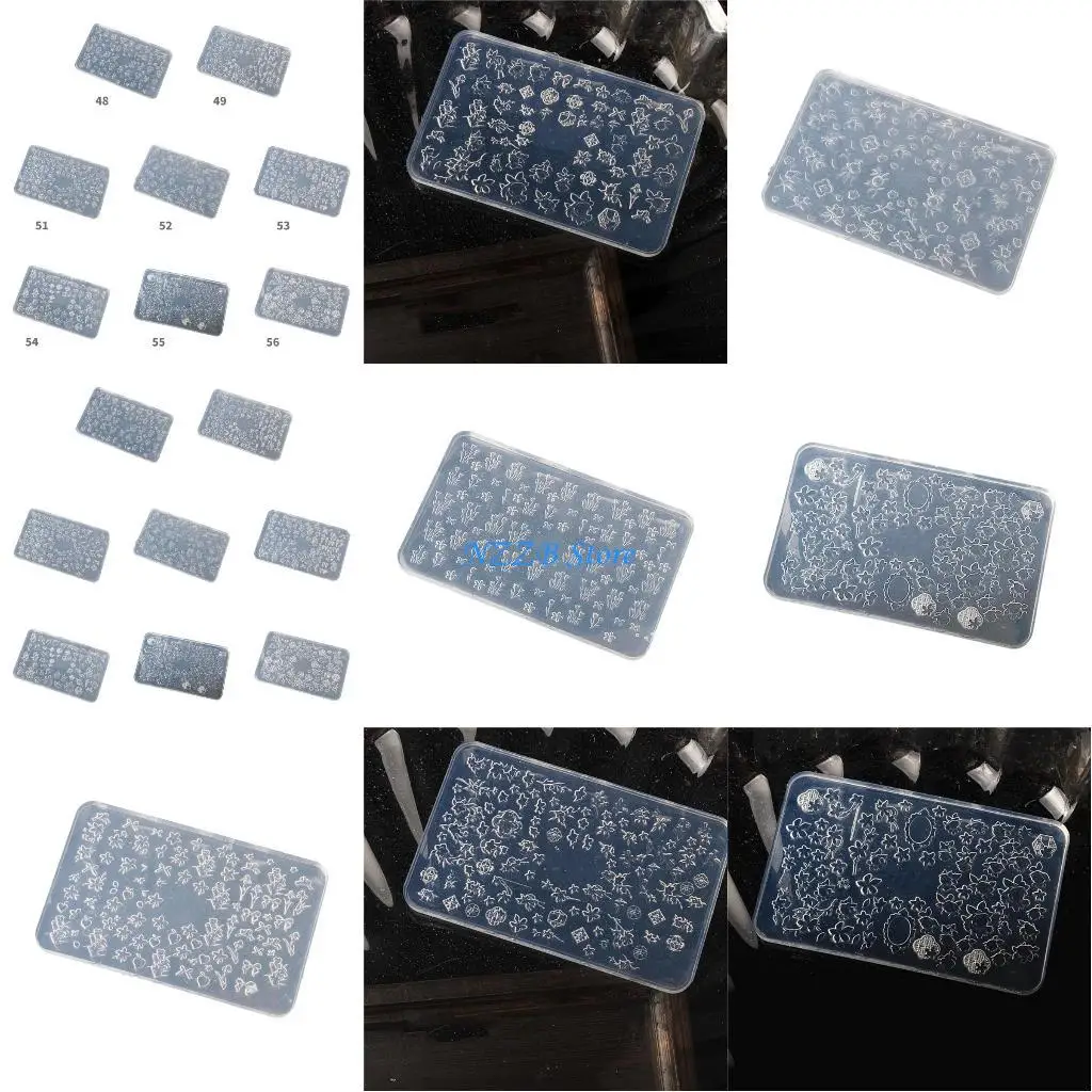 T21F أداة تصميم الأظافر على شكل زهرة قوالب السيليكون المصنوعة يدويًا لإنشاء المانيكير