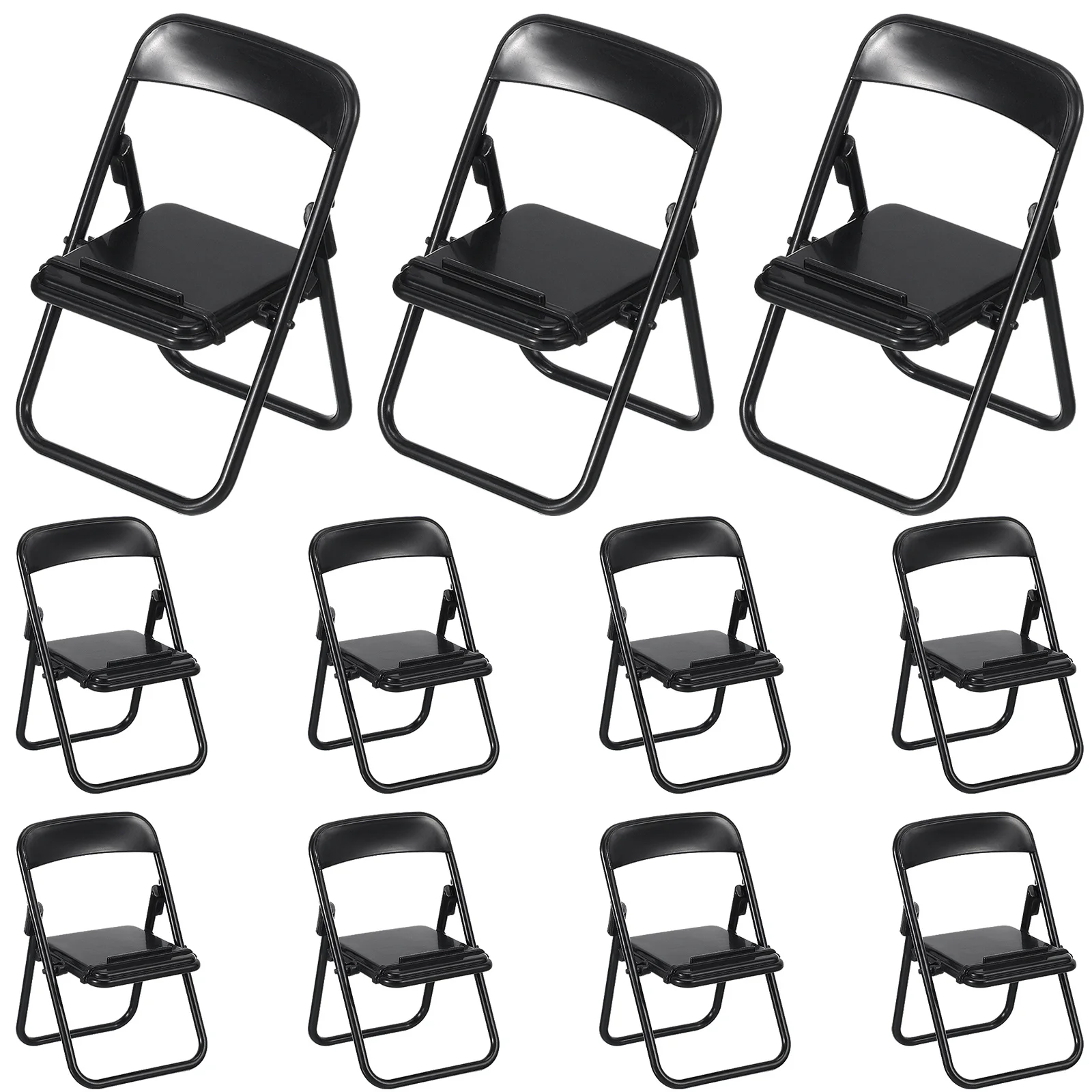 12Pcs Miniature Folding Chairs as Phone Stand Table Decor Adjustable Desktop Holder for Mobile Devices Home Office Decoration