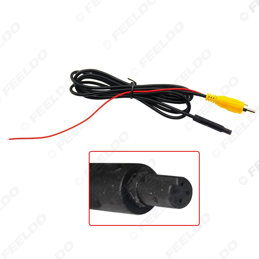 FEELDO Car Male 4-Pin To RCA Male CVBS Adapter Wire Cable For Rearview Reverse Camera   #HQ2401