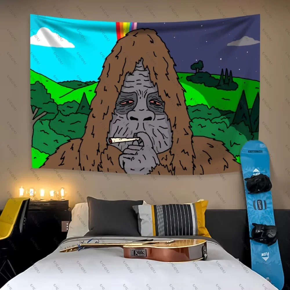 Decorativo atrevido fumar meme tapeçaria de parede quarto dormitório pendurado festa s-asquatch b-big l-lh mostrar decoração do quarto banner presente fã