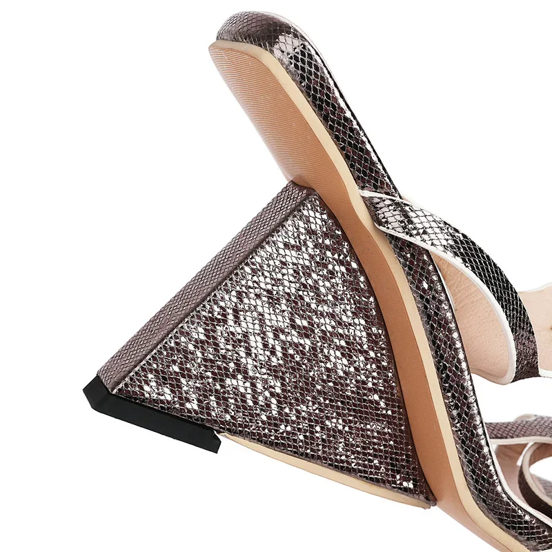 2025 Summer Women High Heel Shoes PU Leather Strength Style Ladies Sandals Open Toe Buckle Sexy Party Women\'s Shoes Plus Size