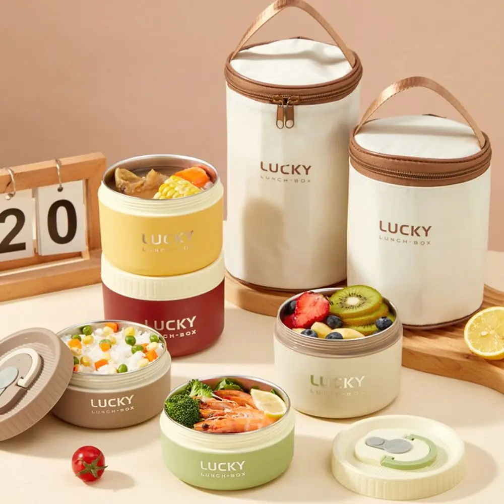 304 Stainless Steel Thermal Lunch Box Stackable Leakproof Food Container Keep Warm Microwavble Soup Bowl Office Worker