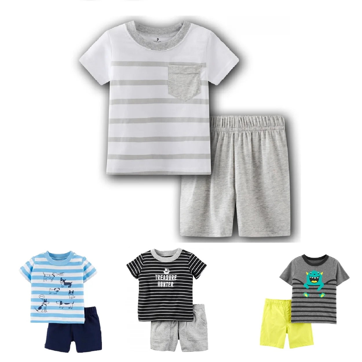 Casual Boys Pajamas Clothes Suit Newborn 2PCS Pyjamas Summer Cotton Children Sleepwear Cotton Sleepwear Tops Pant Bed