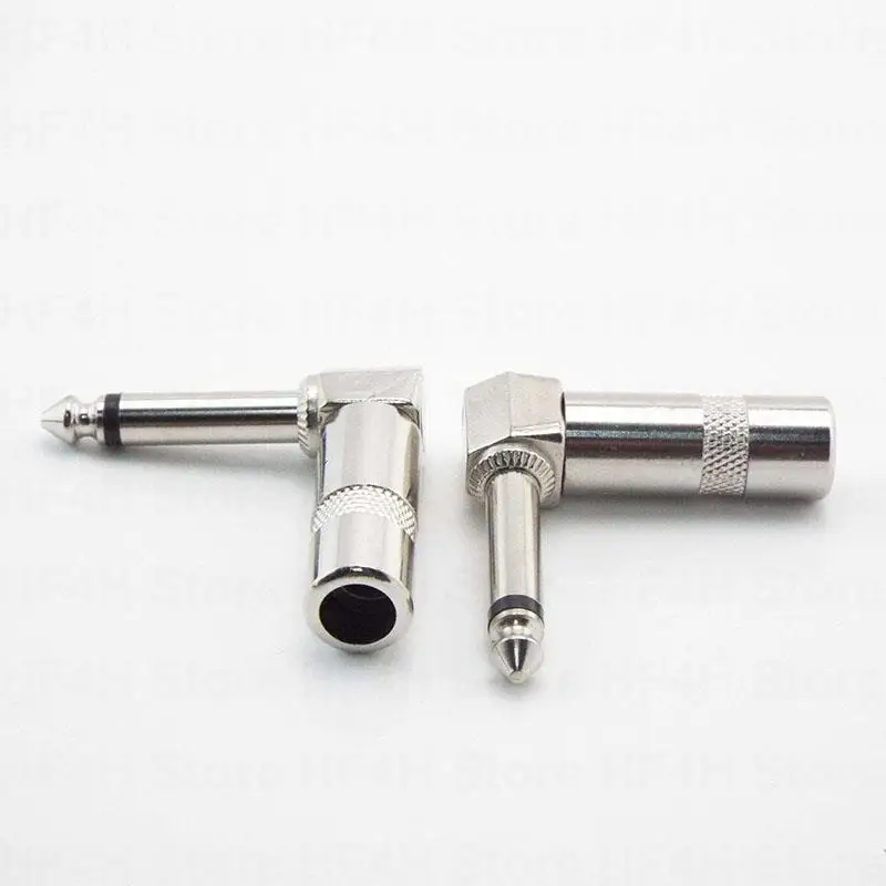 1/4 Inch 6.35mm 6.5mm  L-shape Jack Right Angle Male Mono Plug Connector 90 degree For Guitar Audio adapter