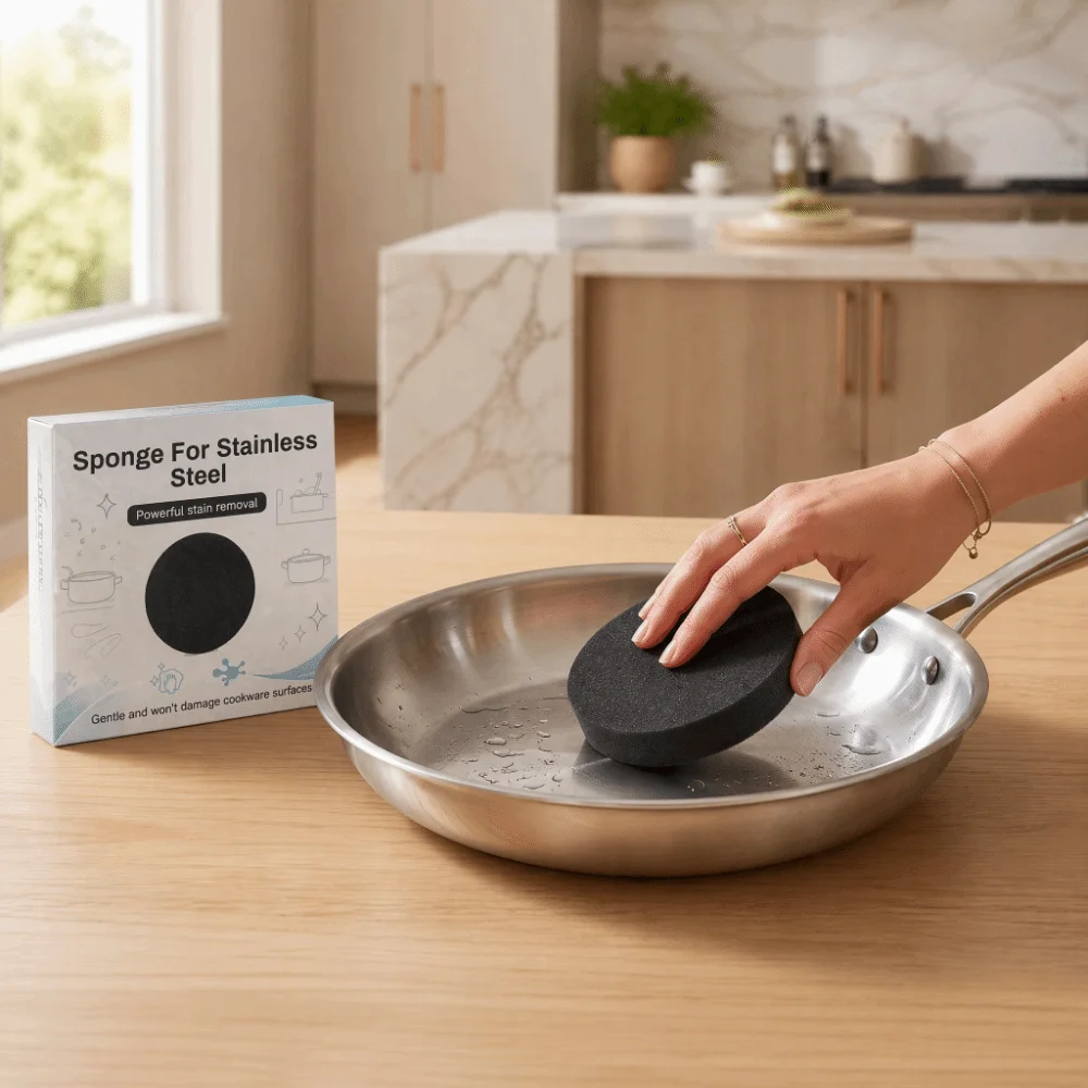 Sponge Sand Cleaning Sponge Scratch Resistant Reusable Stainless Steel Sponge Multi Purpose Round Shape Kitchen Sponge