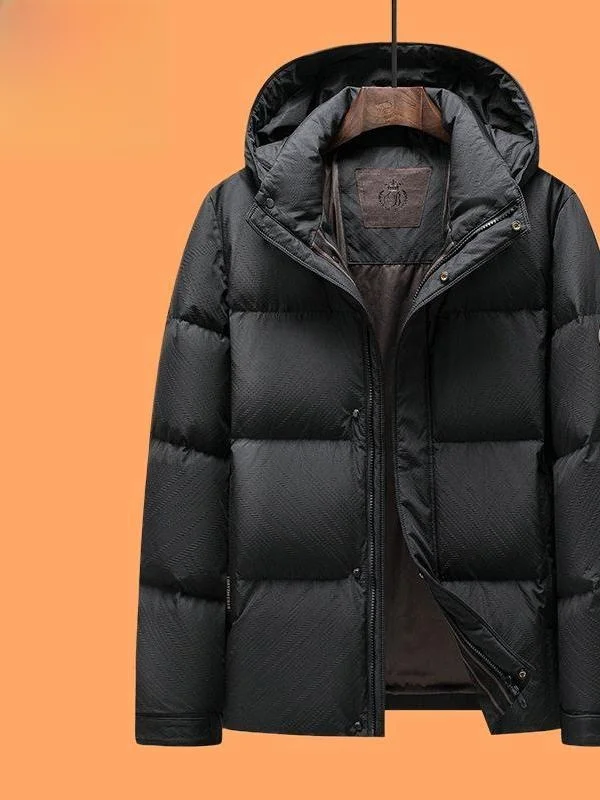 

Мужская роскошная пуховая куртка со съемным капюшоном, ветрозащитная, теплая, с воротником-стойкой, из белого утиного пуха, повседневный стиль, для поездок на работу