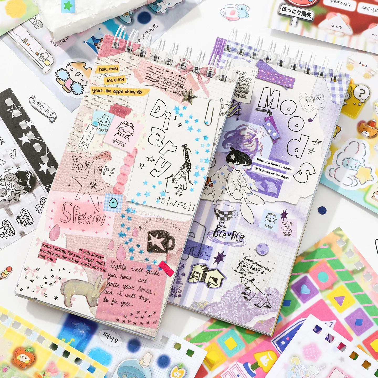 Mr.Paper 20 Blatt/Buch Kawaii Cartoon-Stickerbuch, niedliche dekorative Aufkleber im koreanischen Stil für Scrapbooking, Journaling und DIY