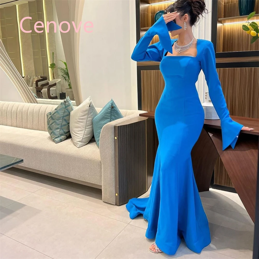 

Cenove 2024 Arab Dubai Backless Prom Dress Long Sleeves With Ankle Length Evening Fashion Elegant Party Dress For Women