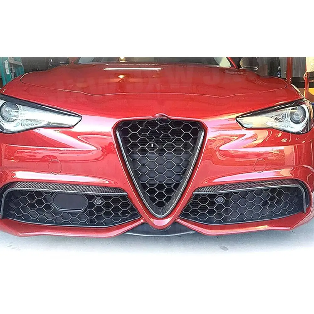 Carbon Fiber /FRP Fog Lamp Bumper Fins Bodykit Trims Decoration for Alfa Romeo Giulia 2016 2017 2018 2019 Sport/Standard Styling