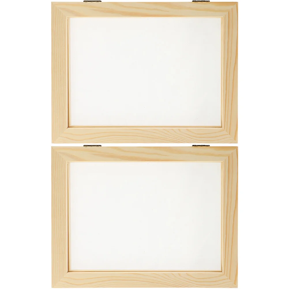 

2pcs Wooden Paper Making Frame Diy Craft Kit Reusable Screen Durable Mesh For T-Shirt Printing Handmade Paper Projects
