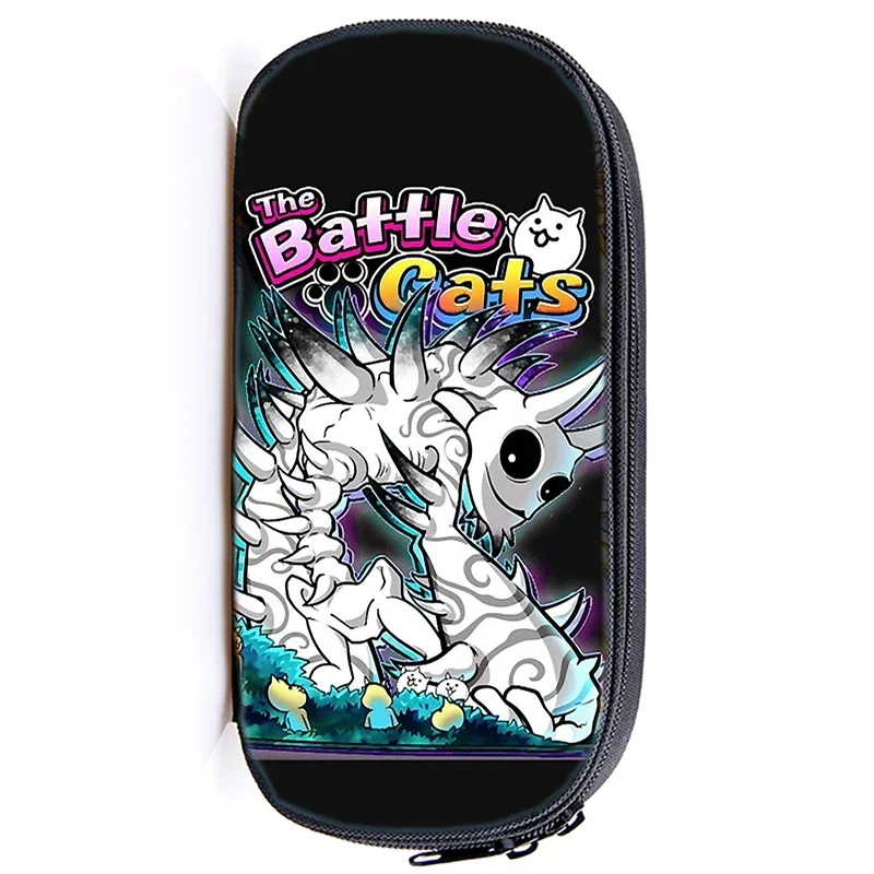 Multifunctional Children Pencil Bag The Battle Cats Print Pencil Case Cosmetic Cases Makeup Box Waterproof School Stationery Bag