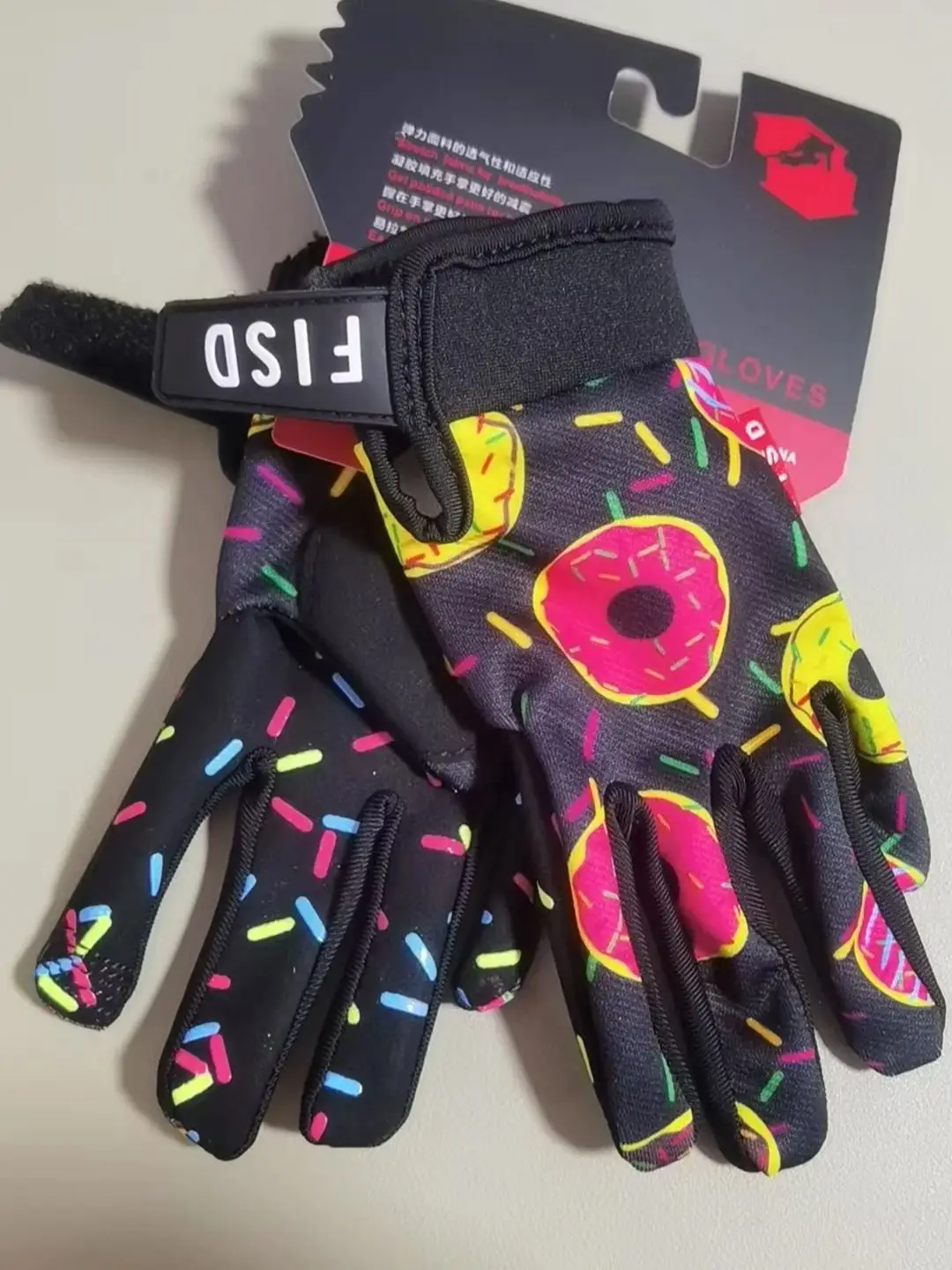 AliExpress NONE fistplast  kids  25 retro cycling gloves with long finger Velcro touch screen donuts