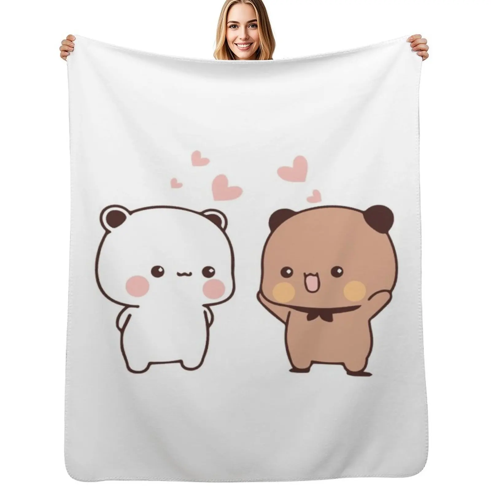Bear and Panda Bubu Dudu Balloon Throw Blanket Decorative Soft Throw Blanket for Couch Sofa