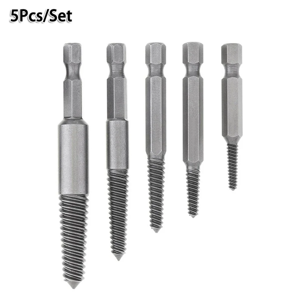 Hex Screw Extractor Set para Vários Parafusos, Aço Carbono, Removedor De Parafuso Quebrado, Confiável, 5 Tamanhos