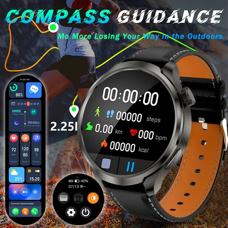 

2024 For XIAOMI Android New 1.85 Inch HD Bluetooth Call Smart Watch Men Sports Fitness Tracker Heart Monitor Compass Smartwatch