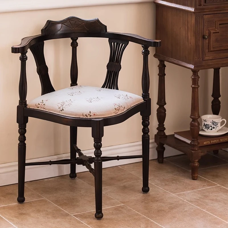 Medieval Home Living Room Balcony Backrest Armrest Triangle Chair Bedroom Dressing Chair