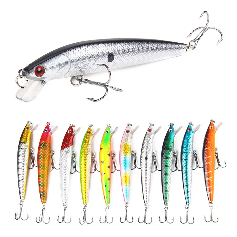 Señuelo Crankbait Minnow flotante – Cola larga ojo 3D perca y carpa