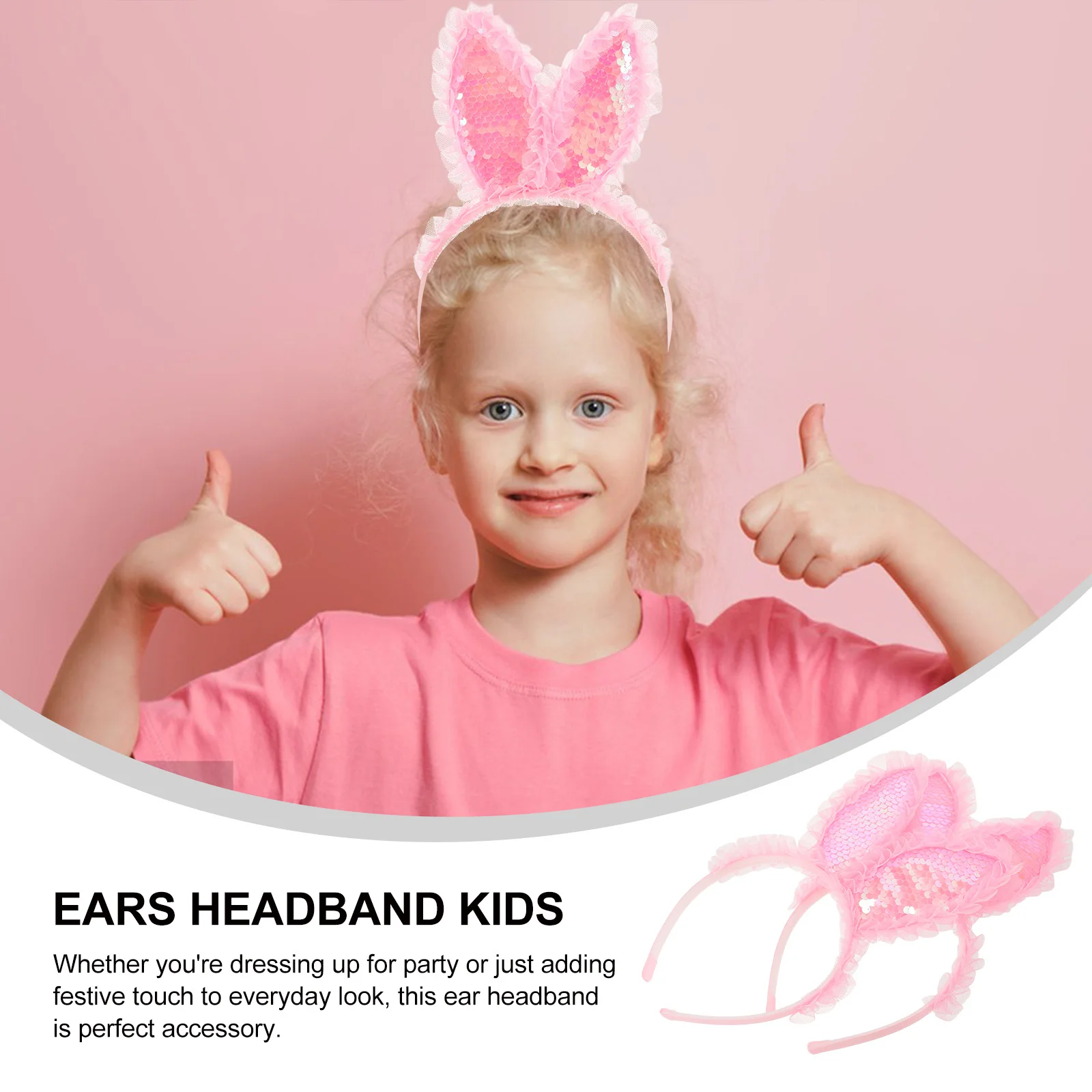 

4 Pcs Headbands Bunny Ear Ears for Sequins Rabbits Decoration Amusement Pink Hair Cosplay Accessories