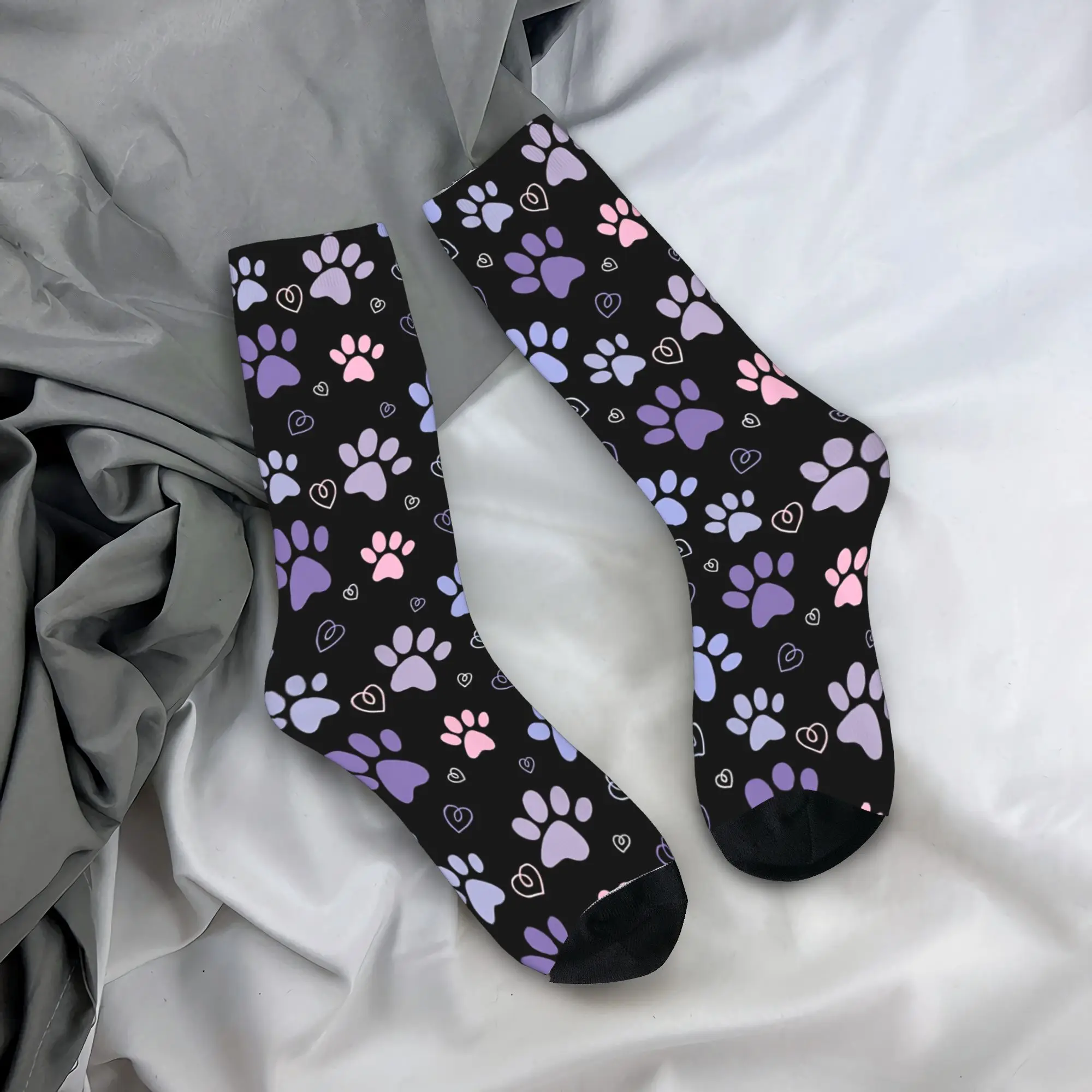 

Dog Paw Print and Bone Socks Autumn Stockings Funny Couple Soft Socks Printed Running Non Skid Socks
