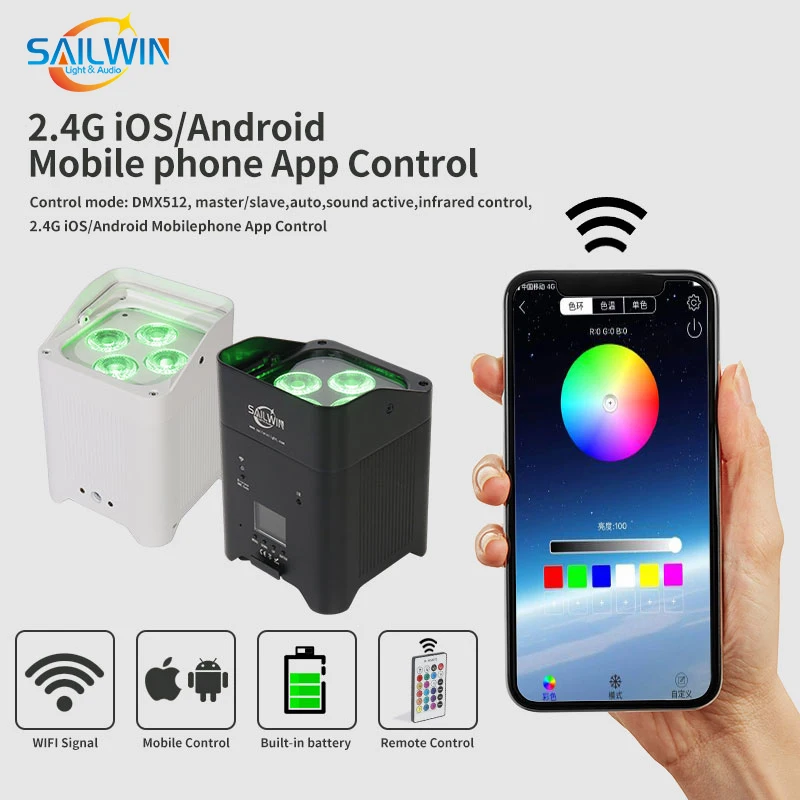 Sailwin Party 4x18w Rgb 6 في 1 Led Par Light بطارية لاسلكية للتحكم عن بعد