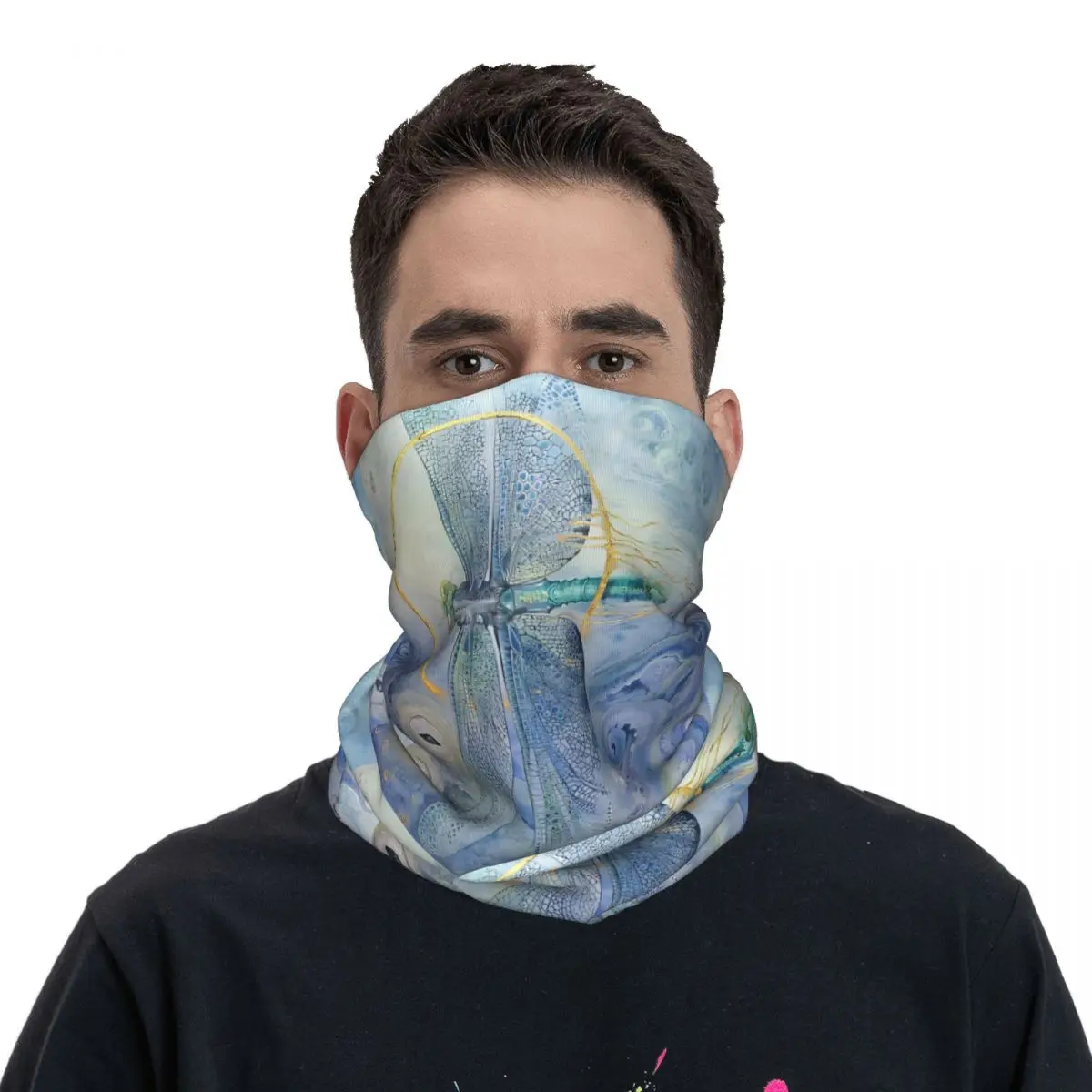 Dragonfly-polaina de cuello azul para hombre y mujer, bufanda facial, cubierta de cuello, Bandana fina, Verano