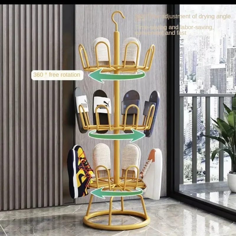 SpaceSaving Household Shoe Drying Rack Multifunctional Rotating Multilayer with Iron Hooks for Outdoor Use