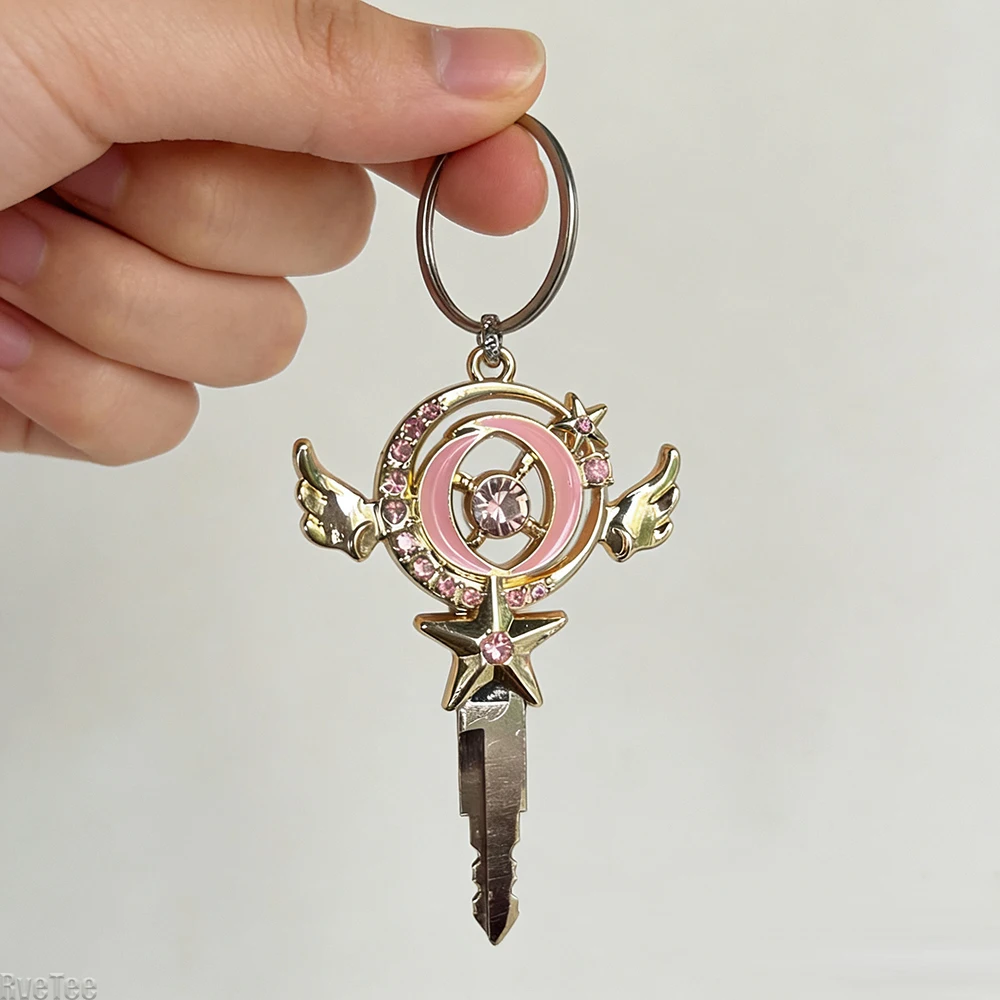 Cute Magic Wand Head Key Accessory Diy Pink Magic Key for Girls Key Decoration Novelty Gift