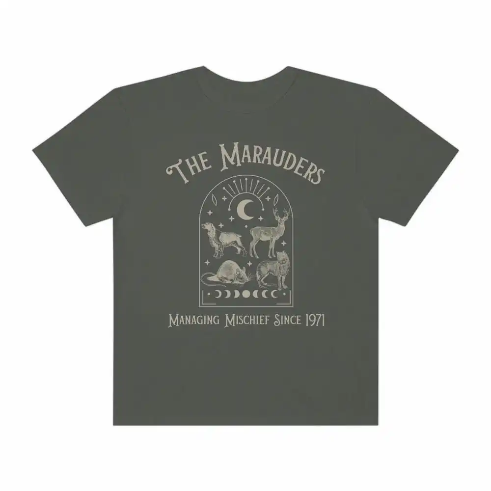 The Marauders Unisex Comfort Bookish Shirt Retro Wizard Booktok Merch Magic Shirt 100% Cotton Short Sleeve Shirt Y2K Streetwear